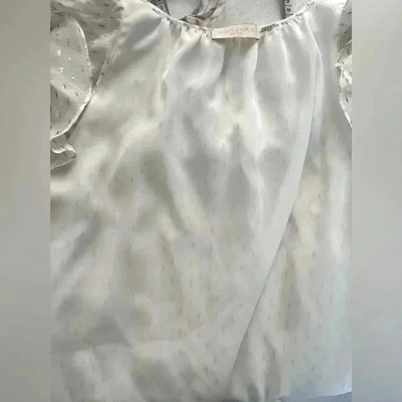 RAMY BROOK NY/ Silk blend blouse/ Off-white with colourful foil detail/Size US M - Picture 7 of 13